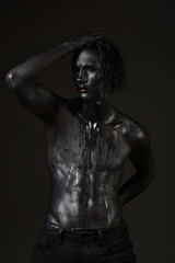 Fototapeta na wymiar Fashion and masculinity concept. Man with nude torso