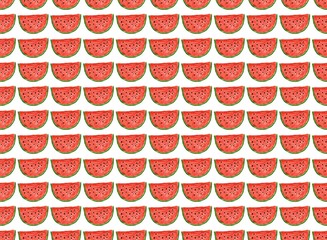 Watercolor tropical pattern. Painted watermelons  on white background. Seamless pattern