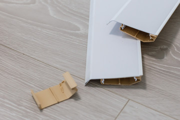 Installed skirting white plinth