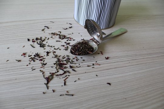 Tea in bulk with vintage spoon