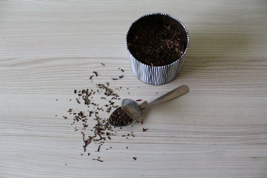Tea in bulk with vintage spoon