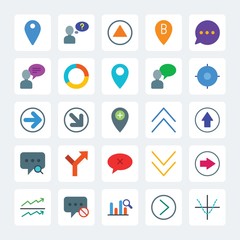 Modern Simple Set of location, arrows, charts, chat and messenger Vector flat Icons. .Contains such Icons as  mobile,  business,  line,  text and more on gray background. Fully Editable. Pixel Perfect