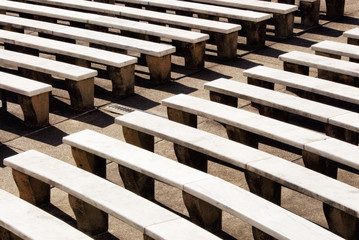 Close-up of Outdoor Stadium Marble Benches