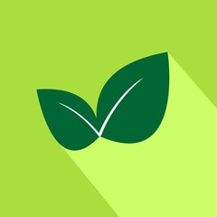 Leaf flat icon with long shadow. Vector graphic Illustration.