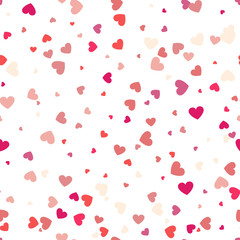 Background with different colored confetti hearts for valentine time. Seamless pattern