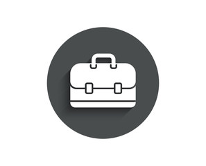 Business case simple icon. Portfolio symbol. Diplomat sign. Circle flat button with shadow. Vector