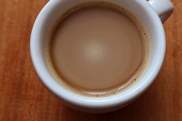 A cup of coffee. Instant coffee. Macro.