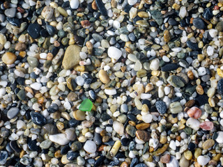 Beautiful colored pebbles on the beach