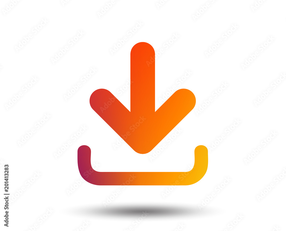 Poster download icon. upload button. load symbol. blurred gradient design element. vivid graphic flat icon.