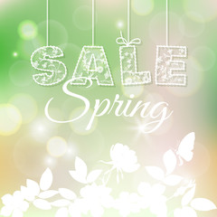lace text discount. blurred spring background