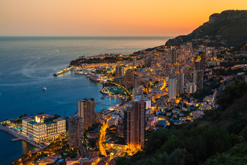  Monte Carlo in View of Monaco at night on the Cote d'Azur - 201413654