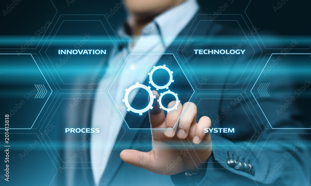 Aufkleber automation software technology process system business concept