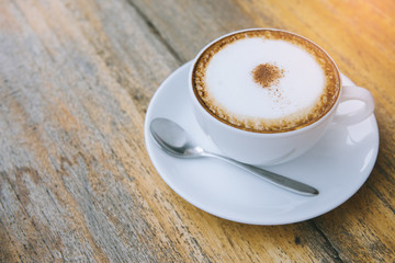 hot latte coffee in cafe