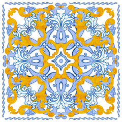Fototapeta na wymiar Azulejos Portuguese watercolor