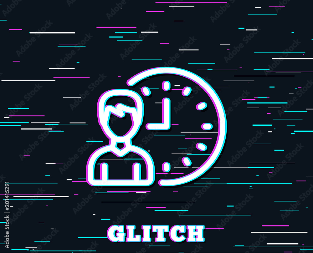 Poster glitch effect. business project deadline line icon. working hours or time management sign. backgroun