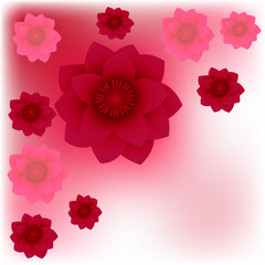 illustration of pink and red flowers paper