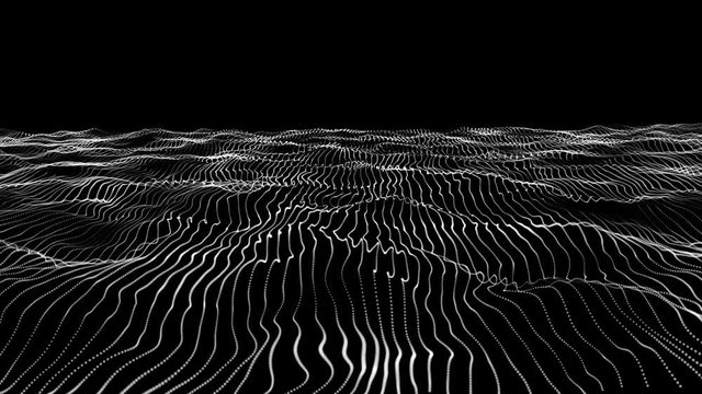 Animation of wave motion black and white abstract background with wavy lines