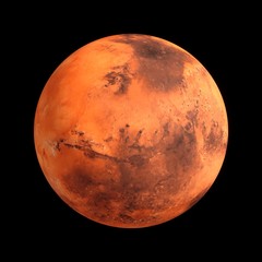 3D Rendering Planet Mars isolated on black © julien