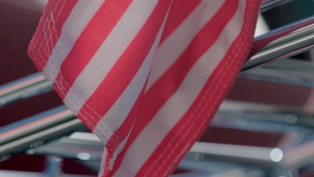 American flag close up in slow motion