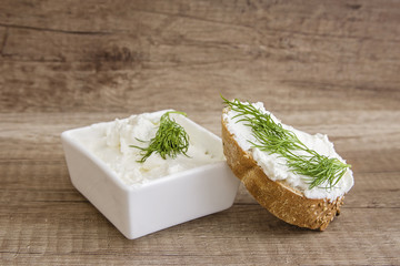 Table decoration of bread and yogurt