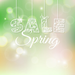 lace text discount. blurred spring background