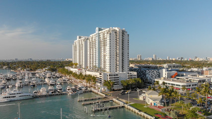 Aerial view of Miami Beach and Venetian Way at sunset