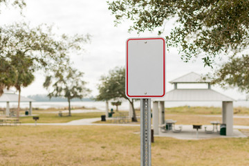 White Blank Sign at a Park