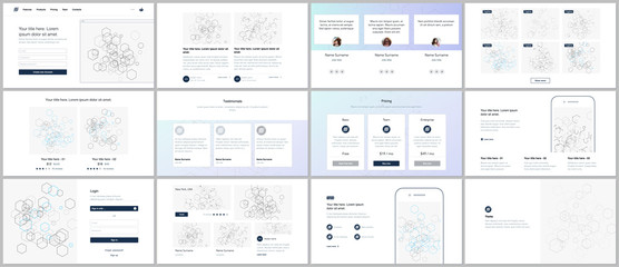 Vector templates for website design, minimal presentations, portfolio. UI, UX, GUI. Design of headers, dashboard, contact forms, features, pricing, e-commerce page, blog etc. Social network concept