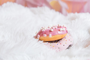 Obraz na płótnie Canvas Homemade Traditional sweets doughnuts n white background.