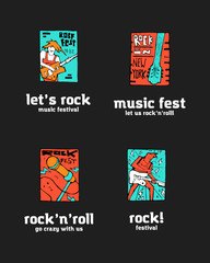 Rock music festival logo set