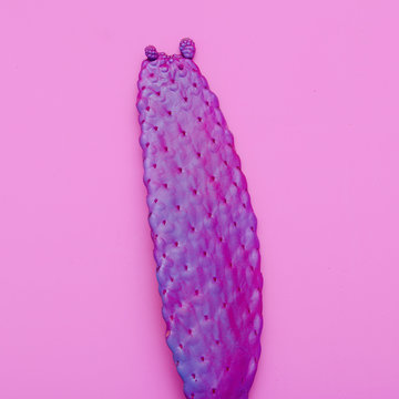 Purple Cactus art. Minimal fashion design