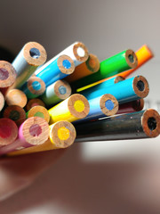 Backs of colored pencils. Coloured Pencils.