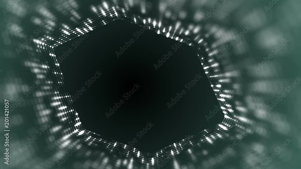Poster frame of pulsating elements. cosmic eye. place for text. depth of field. plexus business background.