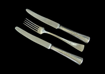 Antikes Silberbesteck / Gabel und Messer