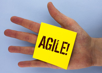 Text sign showing Agile Motivational Call. Conceptual photo Develop an agility towards...