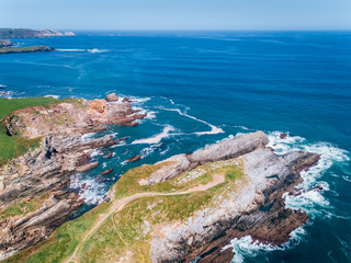 Aerial view of cliffs in Asturias
