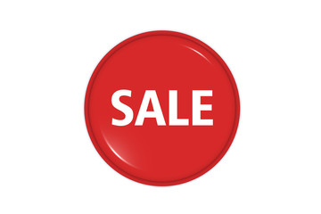 A red button with the words sale, 3d illustration