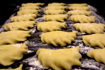 Dumplings with potatoes. Russian traditional dish.