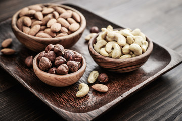Almonds, cashew and hazelnuts