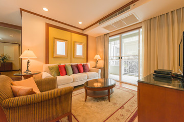Beautiful and large living room interior 