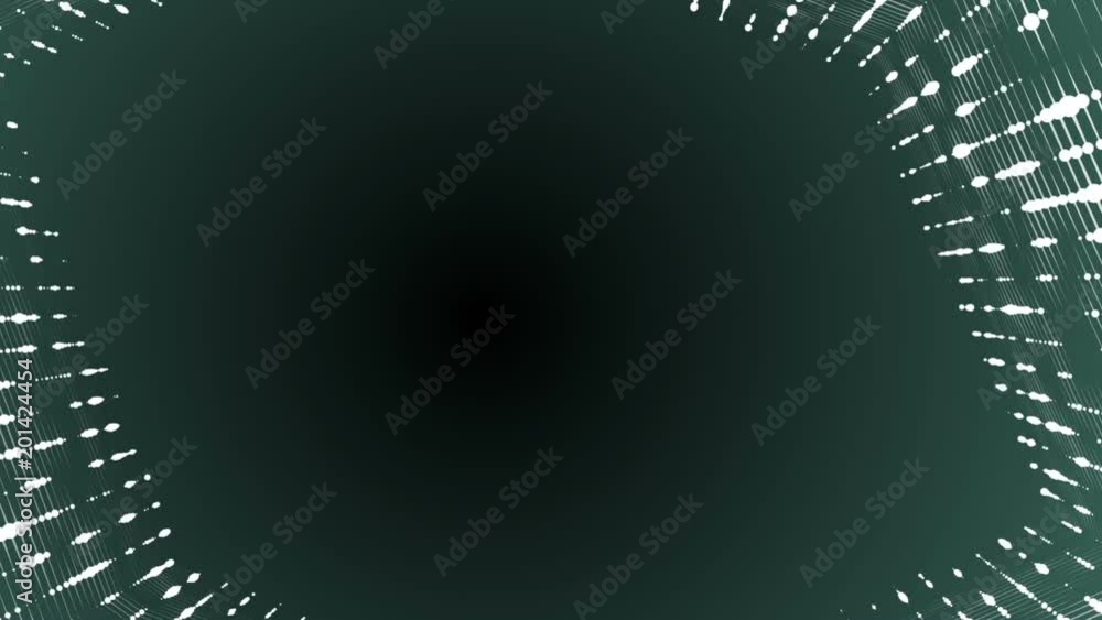 Poster Frame of pulsating elements. Place for text. Plexus business background. Dark green background. Seamless loop.