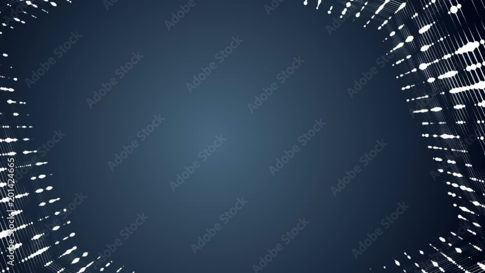 Poster Frame of pulsating elements. Place for text. Plexus business background. Blue background . Seamless loop.
