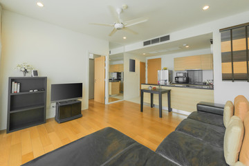 Beautiful and large living room interior 