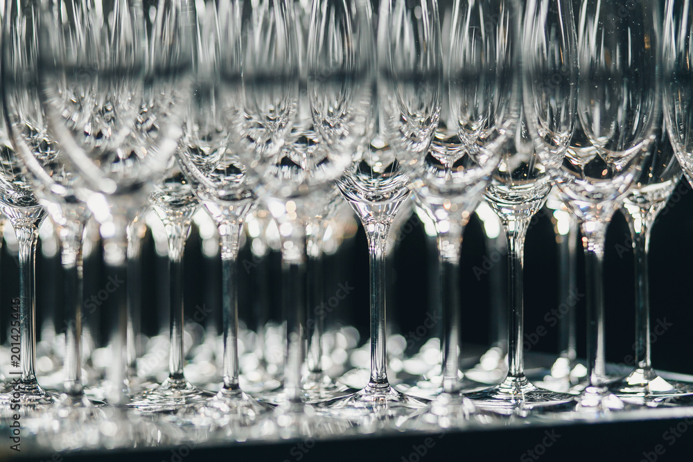 Wall mural empty glasses of champagne for welcome drink