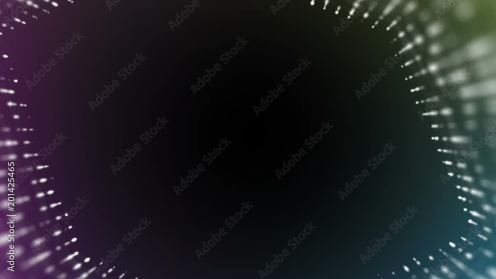 Poster Frame of pulsating elements. Place for text. Plexus business background. Depth of field. Multicolored background. Seamless loop.