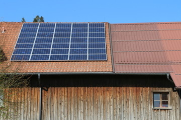 Solar system on a house Roof, Solaranlage auf einem Hausdach, Photovoltaikanlage