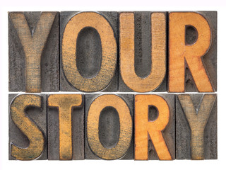 your story word abstract in wood type