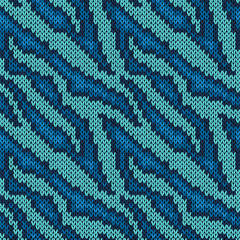 Seamless knitted blue camouflage pattern
