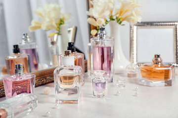 Perfume bottles on dressing table