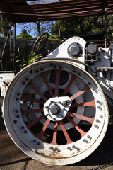 Full sized Steam Roller used in Road Contruction made in Yorkshire England now a climbing frame for children in Santa Caterina Park in Funchal Madeira
